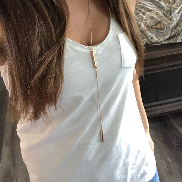 Kendra Scott Lilly Y Solid Rose Gold Necklace - Picture 2 of 3